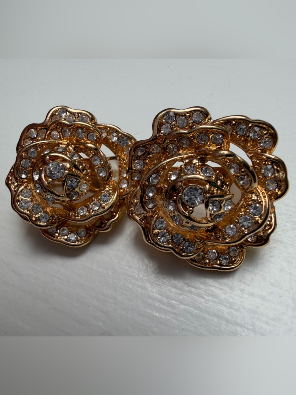 Gold Crystal Flower Clip-On Earrings - Kenneth Lane